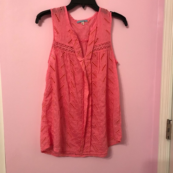 Leifnotes pink eyelet top size 2 - Picture 1 of 3